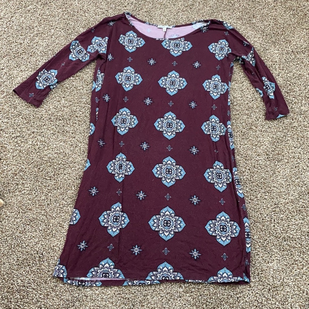 Maroon Shift Dress